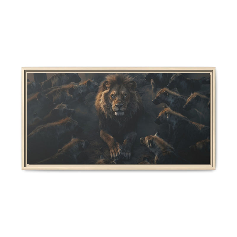 Framed Matte Canvas - Majestic Lion Leading the Pride
