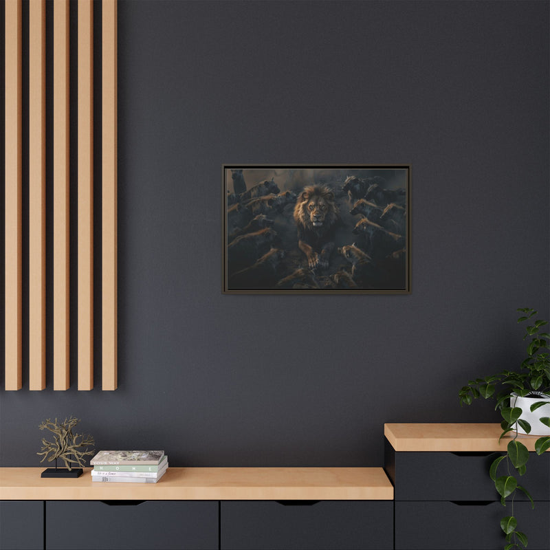 Framed Matte Canvas - Majestic Lion Leading the Pride