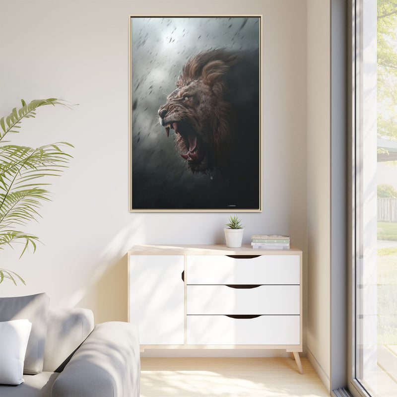 Roaring Lion Matte Canvas Print — Framed Wall Art