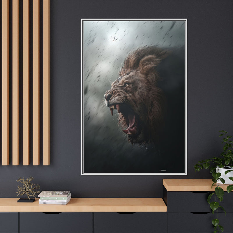 Roaring Lion Matte Canvas Print — Framed Wall Art