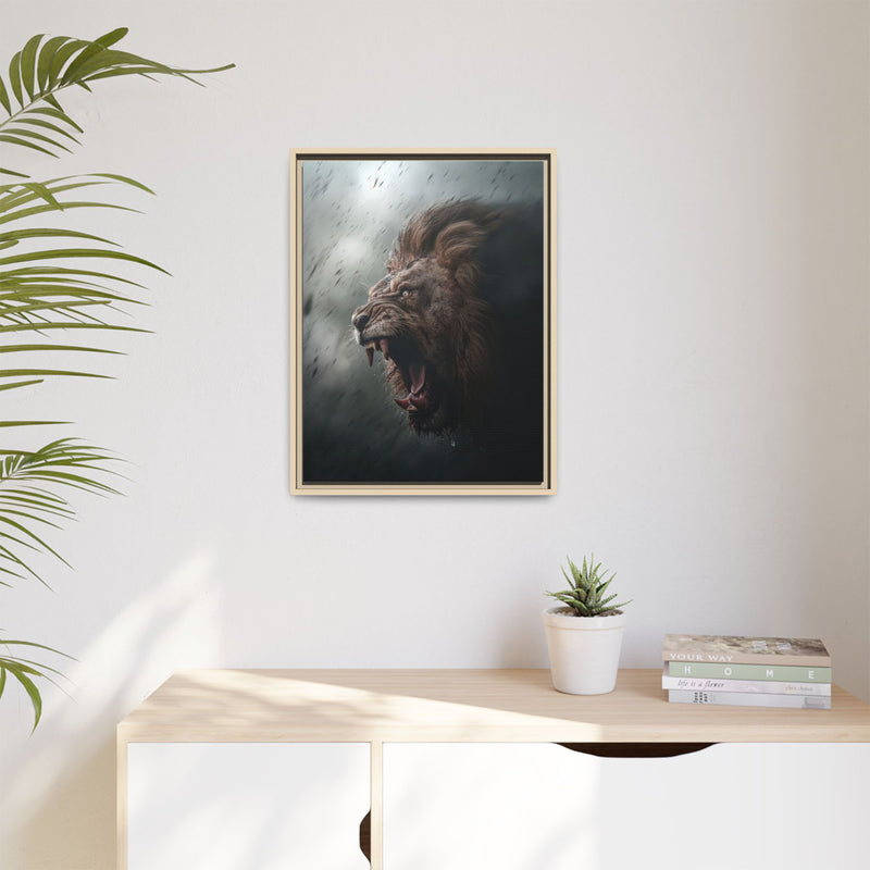 Roaring Lion Matte Canvas Print — Framed Wall Art