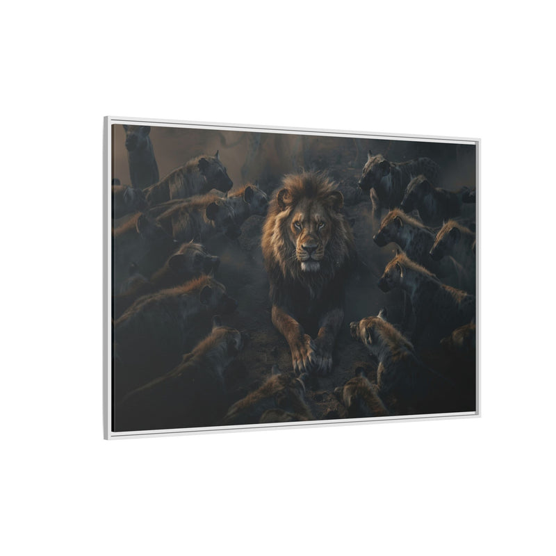 Framed Matte Canvas - Majestic Lion Leading the Pride