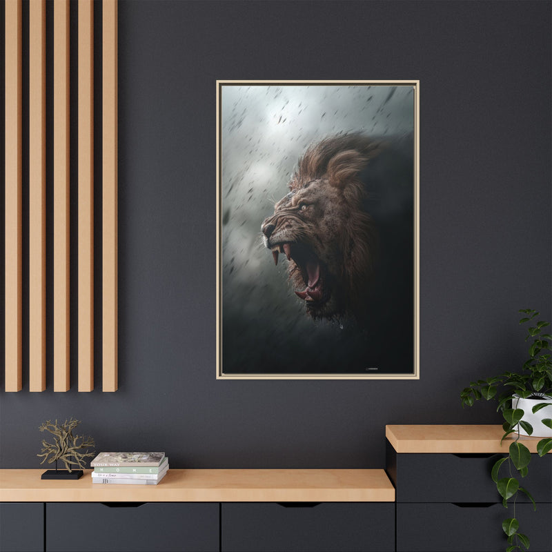 Roaring Lion Matte Canvas Print — Framed Wall Art