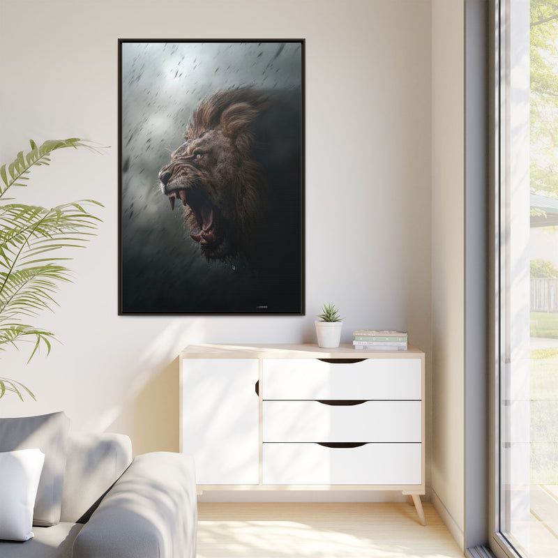 Roaring Lion Matte Canvas Print — Framed Wall Art