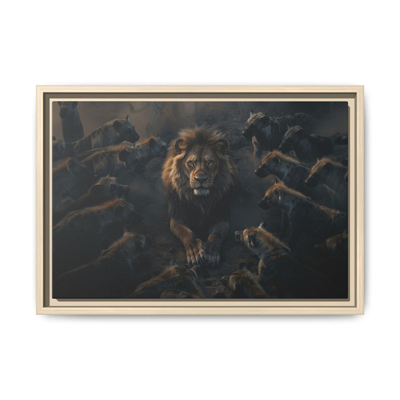 Framed Matte Canvas - Majestic Lion Leading the Pride