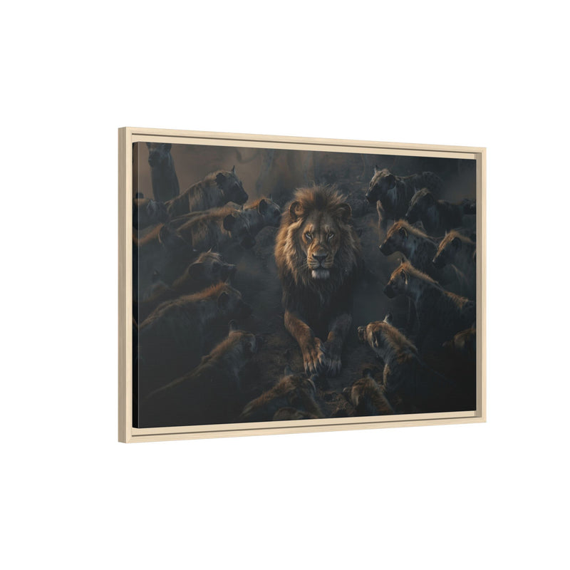 Framed Matte Canvas - Majestic Lion Leading the Pride