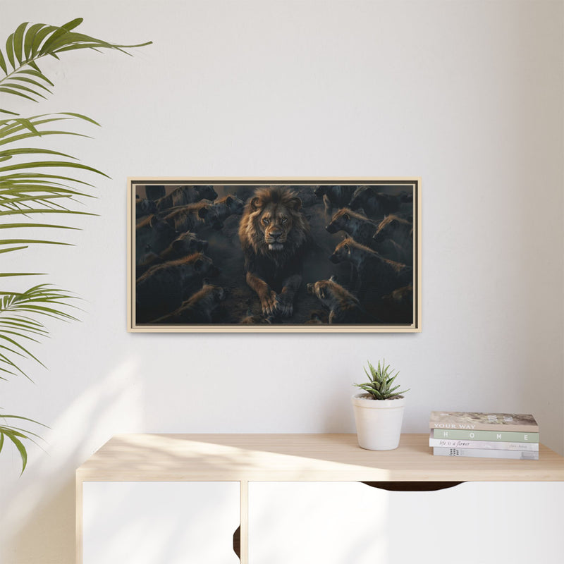 Framed Matte Canvas - Majestic Lion Leading the Pride