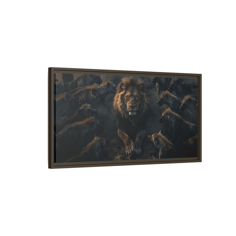 Framed Matte Canvas - Majestic Lion Leading the Pride