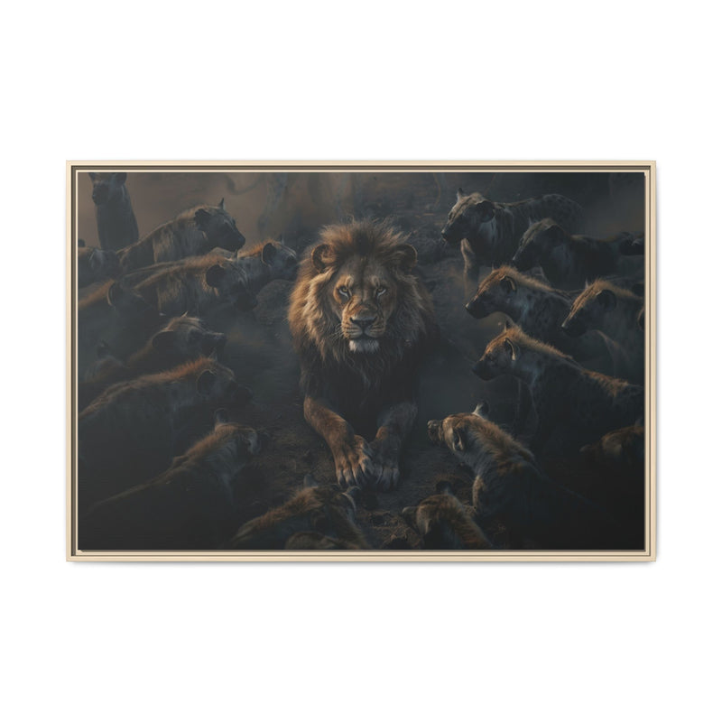 Framed Matte Canvas - Majestic Lion Leading the Pride