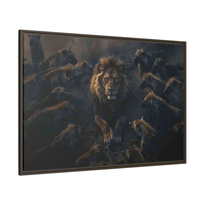 Framed Matte Canvas - Majestic Lion Leading the Pride