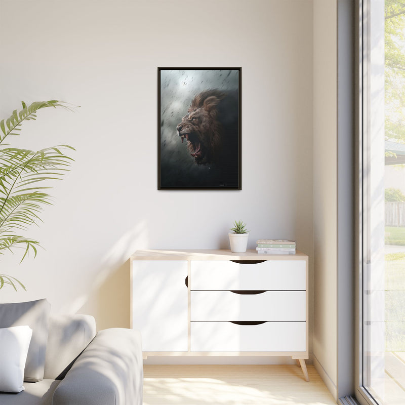 Roaring Lion Matte Canvas Print — Framed Wall Art