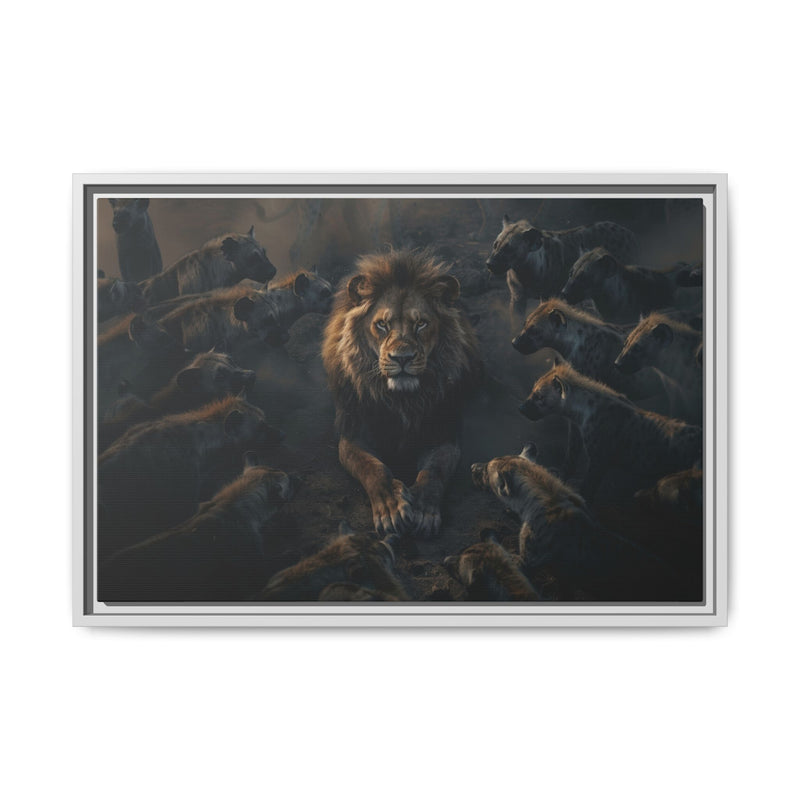 Framed Matte Canvas - Majestic Lion Leading the Pride
