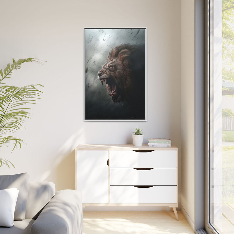 Roaring Lion Matte Canvas Print — Framed Wall Art