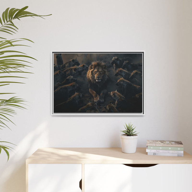 Framed Matte Canvas - Majestic Lion Leading the Pride