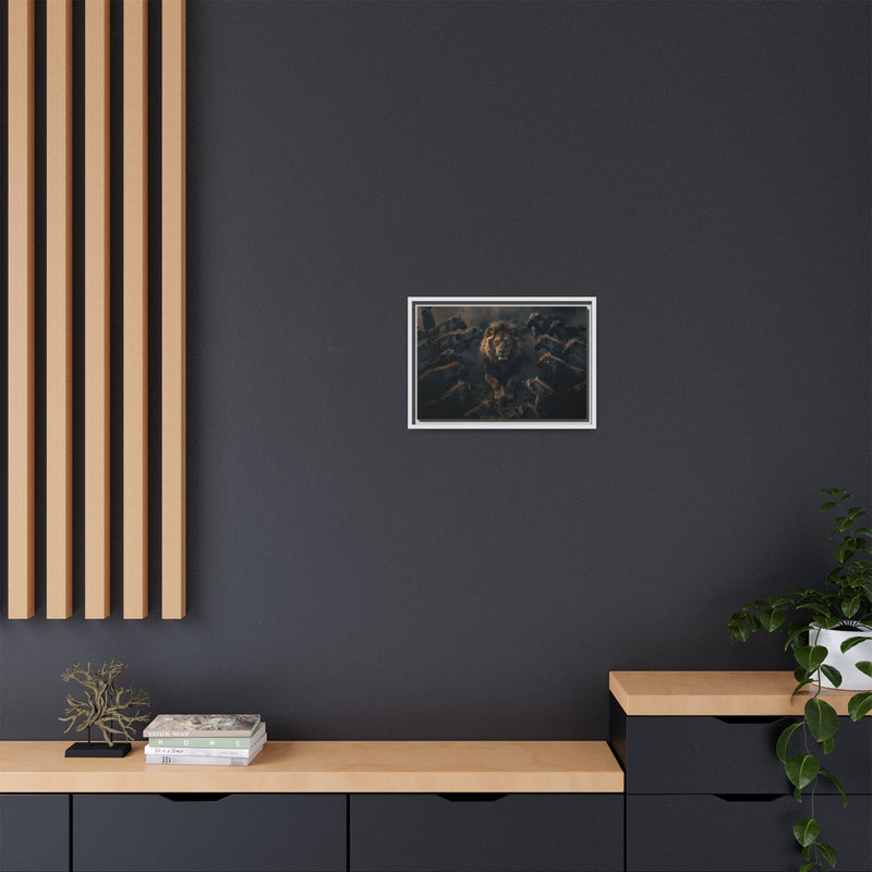 Framed Matte Canvas - Majestic Lion Leading the Pride