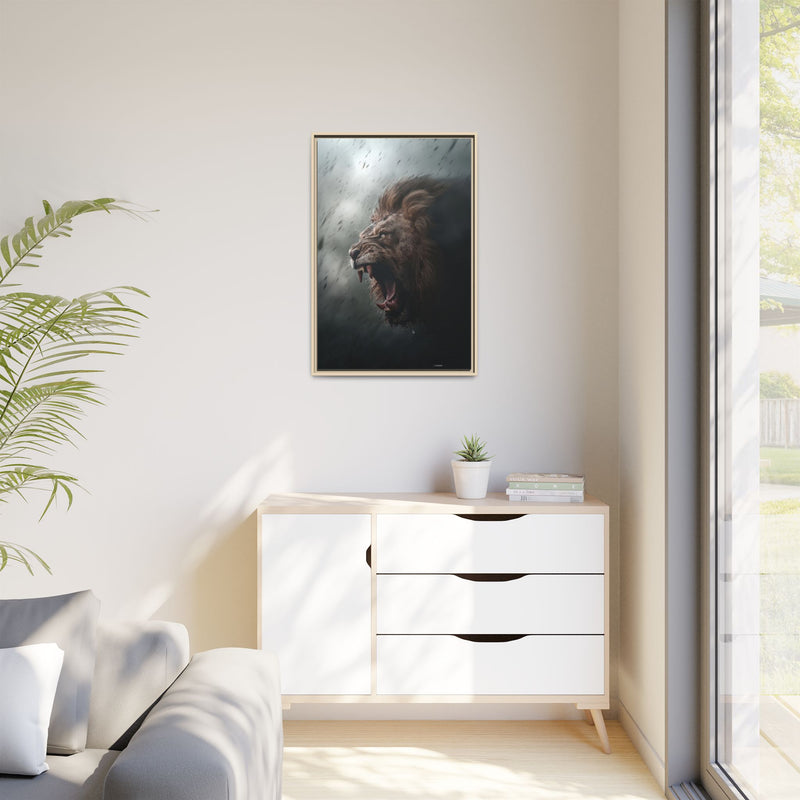 Roaring Lion Matte Canvas Print — Framed Wall Art