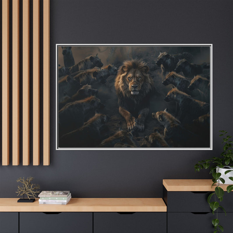 Framed Matte Canvas - Majestic Lion Leading the Pride