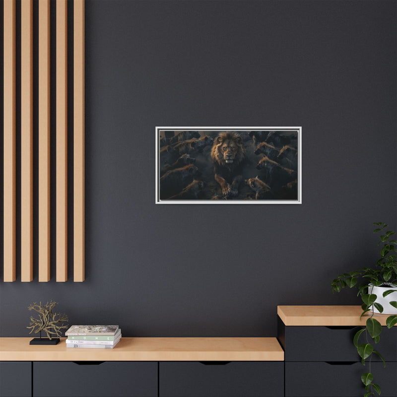 Framed Matte Canvas - Majestic Lion Leading the Pride
