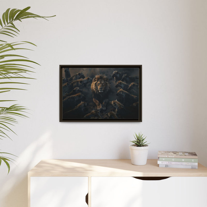 Framed Matte Canvas - Majestic Lion Leading the Pride