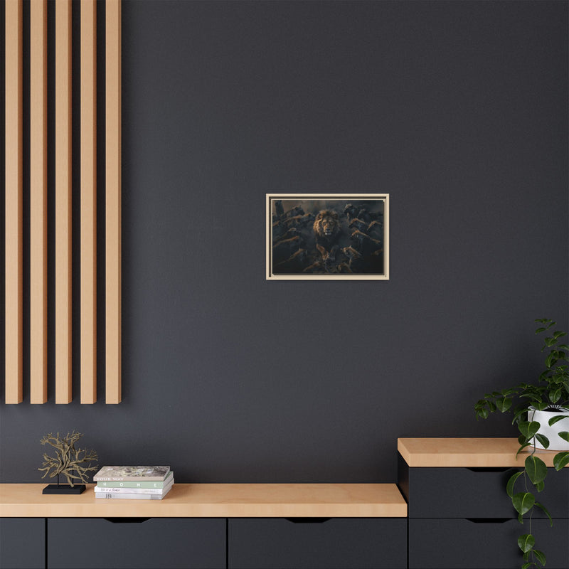 Framed Matte Canvas - Majestic Lion Leading the Pride