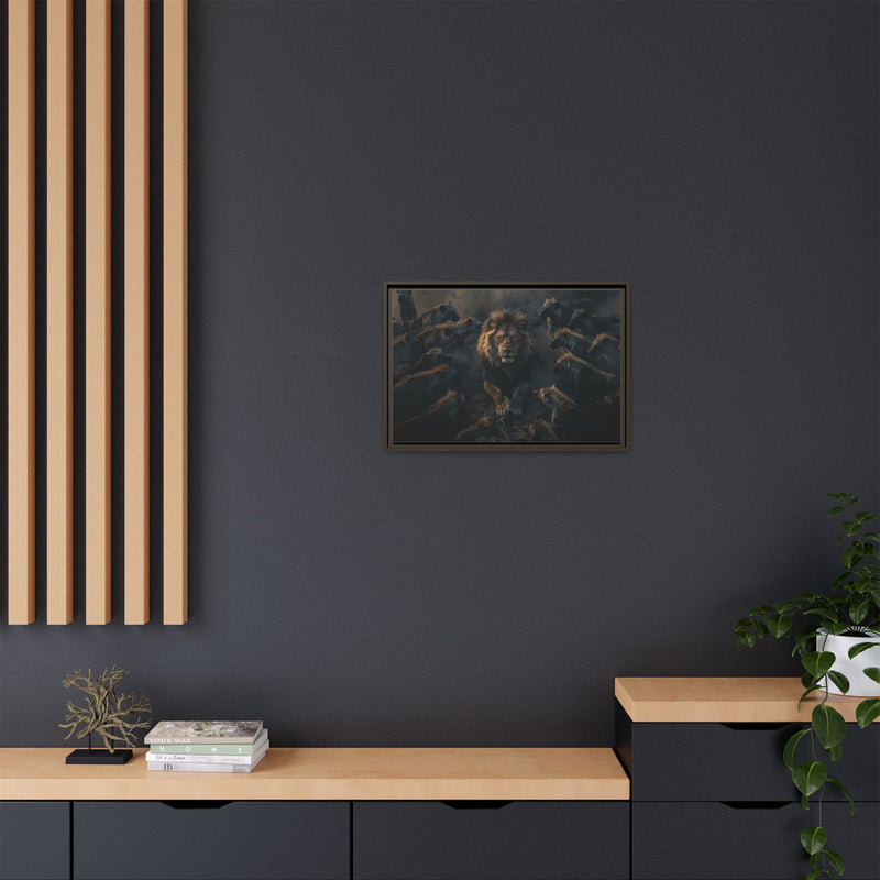 Framed Matte Canvas - Majestic Lion Leading the Pride