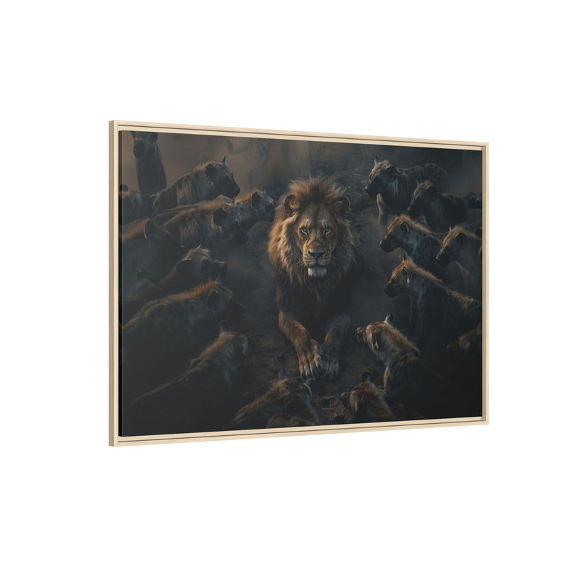 Framed Matte Canvas - Majestic Lion Leading the Pride