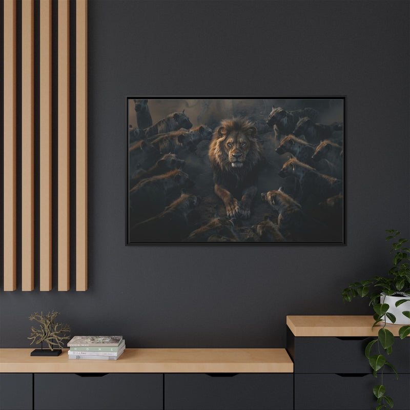 Framed Matte Canvas - Majestic Lion Leading the Pride