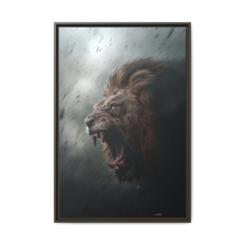 Roaring Lion Matte Canvas Print — Framed Wall Art