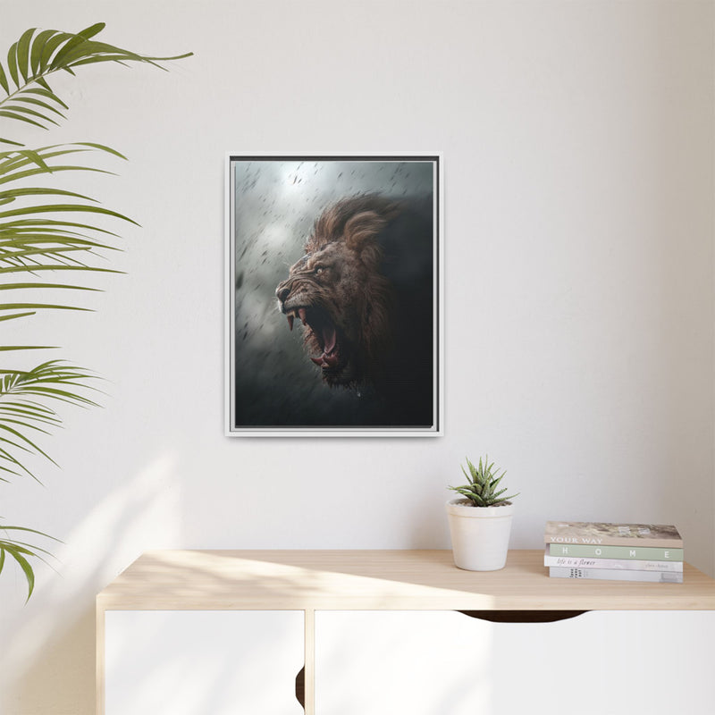 Roaring Lion Matte Canvas Print — Framed Wall Art