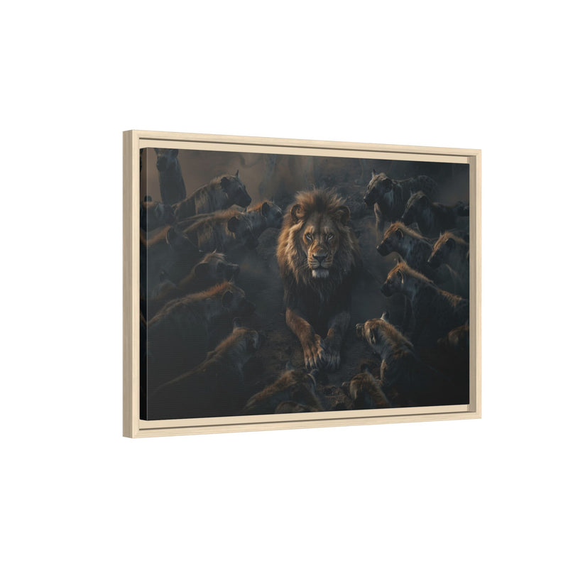 Framed Matte Canvas - Majestic Lion Leading the Pride
