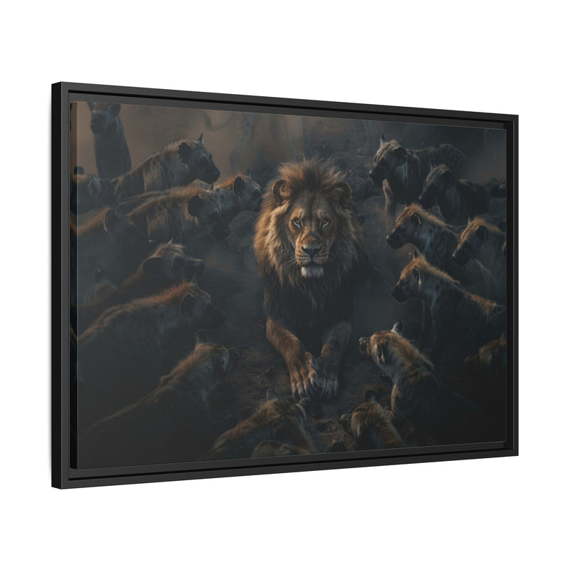 Framed Matte Canvas - Majestic Lion Leading the Pride