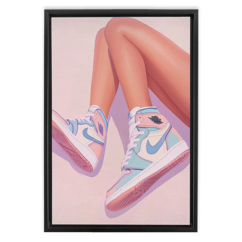 Sneaker artwork with a black frame